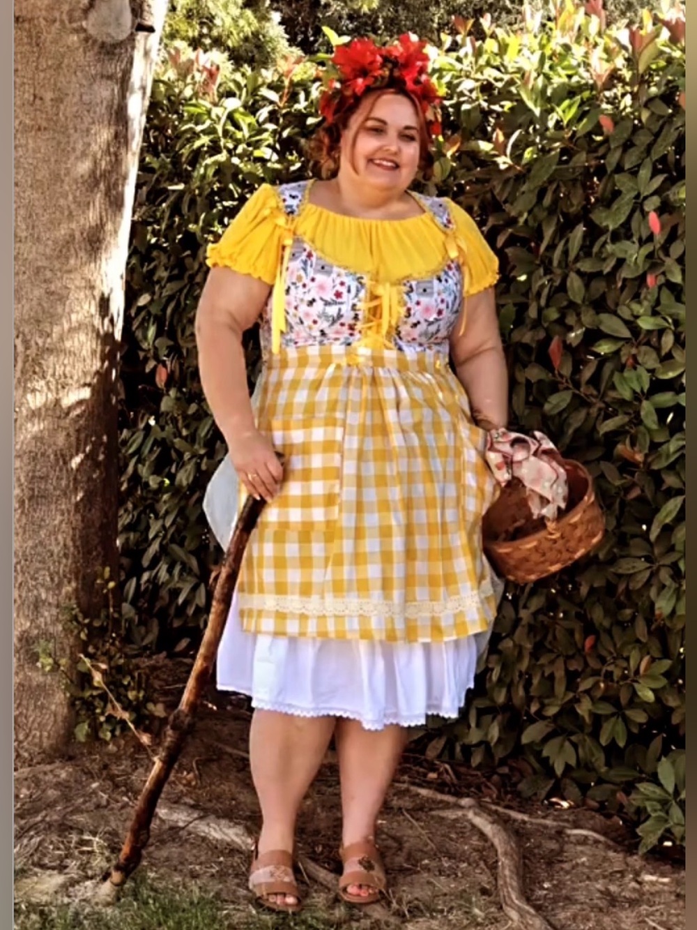 Handcrafted, Summer Yellow Bee Corset & Apron Set, 2X